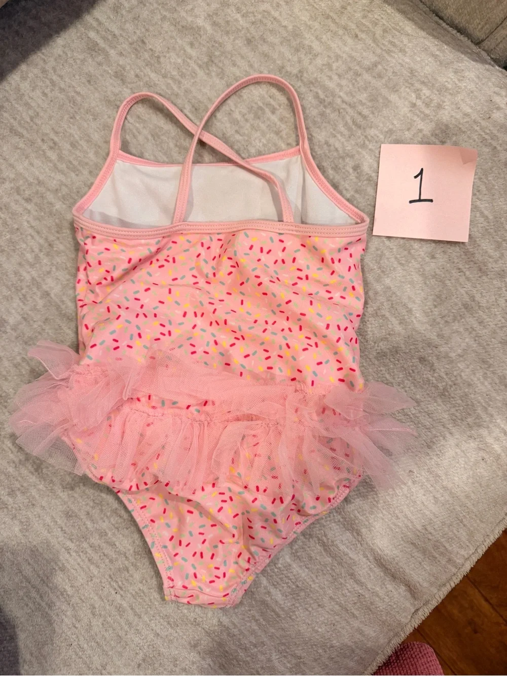 healthtex Gumball Pink Toddler Tulle Skirted Swimsuit